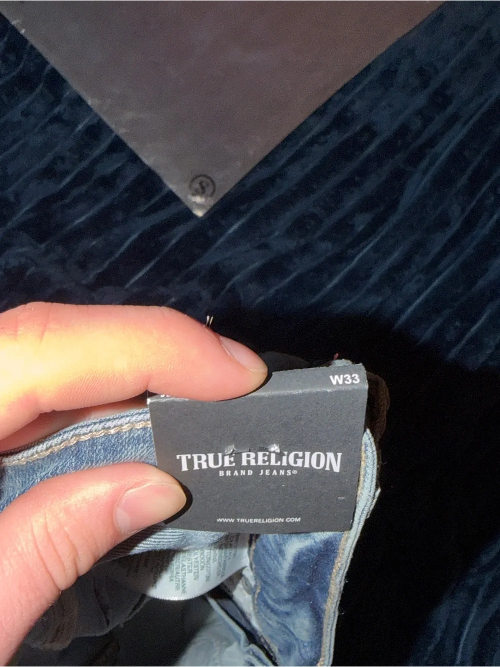 True Religion Light Blue Denim Jeans with Red Stitching